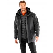 Kurtka wyściełana z recyklingu 3w1 Ripstop - navy/orange