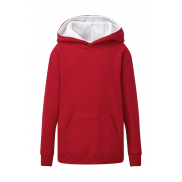 Dziecięca bluza z kapturem Contrast Hoodie - red/white