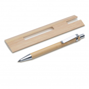 Bambusowy, wieczny długopis/ołówek w etui Lakimus, beżowy