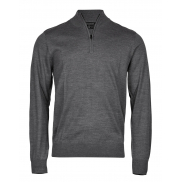 Sweter z krótkim zamkiem - grey melange