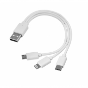 Kabel USB 3w1 micro USB + USB typ C + Lightning - biały