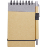 Notatnik A7 z recyklingu z długopisem Zuse, fioletowy, piasek pustyni