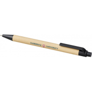 Długopis Berk z kartonu z recyklingu i plastiku kukurydzianego, czarny