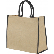 Duża torba jutowa, piasek pustyni, czarny