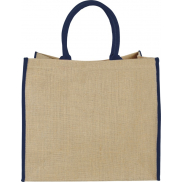 Duża torba jutowa, piasek pustyni, niebieski