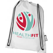 Plecak Oriole ze sznurkiem ściągającym z recyklowanego plastiku PET, biały