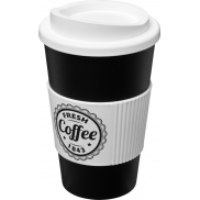 Kubek termiczny z serii Americano® o pojemności 350 ml z uchwytem, czarny, biały