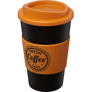 Kubek termiczny z serii Americano® o pojemności 350 ml z uchwytem, czarny, pomarańczowy