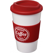 Kubek termiczny z serii Americano® o pojemności 350 ml z uchwytem, biały, czerwony