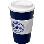 Kubek termiczny z serii Americano® o pojemności 350 ml z uchwytem, niebieski, biały