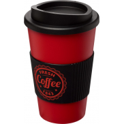 Kubek termiczny z serii Americano® o pojemności 350 ml z uchwytem, czerwony, czarny