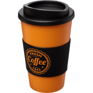Kubek termiczny z serii Americano® o pojemności 350 ml z uchwytem, pomarańczowy, czarny
