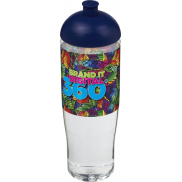 Bidon H2O Tempo® o pojemności 700 ml z wypukłym wieczkiem, biały, niebieski