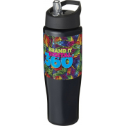 Bidon H2O Tempo® o pojemności 700 ml z wieczkiem z słomką, czarny