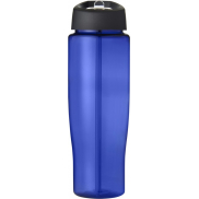 Bidon H2O Tempo® o pojemności 700 ml z wieczkiem z słomką, niebieski, czarny