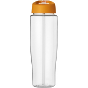 Bidon H2O Tempo® o pojemności 700 ml z wieczkiem z słomką, biały, pomarańczowy