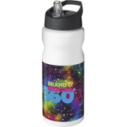 Bidon H2O Base® o pojemności 650 ml z wieczkiem z słomką, biały, czarny