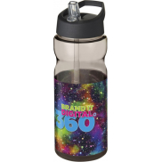 Bidon H2O Base® o pojemności 650 ml z wieczkiem z słomką, szary, czarny