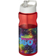 Bidon H2O Base® o pojemności 650 ml z wieczkiem z słomką, czerwony, biały