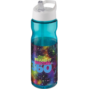 Bidon H2O Base® o pojemności 650 ml z wieczkiem z słomką, niebieski, biały