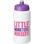 Bidon Baseline® Plus o pojemności 500 ml ze sportowym wieczkiem i uchwytem, biały, fioletowy