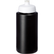 Bidon Baseline® Plus o pojemności 500 ml ze sportowym wieczkiem i uchwytem, czarny, biały