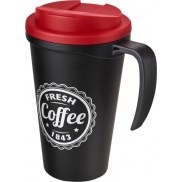 Americano® Grande 350 ml mug with spill-proof lid, czarny, czerwony