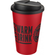 Kubek Americano® 350 ml z pokrywką chroniącą przed rozlaniem, czerwony, czarny