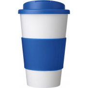 Kubek Americano® 350 ml z uchwytem i pokrywką chroniącą przed rozlaniem, biały, niebieski