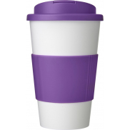 Kubek Americano® 350 ml z uchwytem i pokrywką chroniącą przed rozlaniem, biały, fioletowy