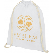 Plecak Oregon wykonany z bawełny o gramaturze 140 g/m² ze sznurkiem ściągającym, biały