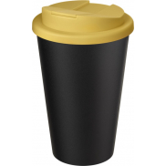 Kubek Americano® Eco z recyklingu o pojemności 350 ml z pokrywą odporną na zalanie, żółty, czarny