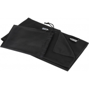 Ręcznik chłodzący Raquel z PET z recyklingu w pokrowcu, czarny