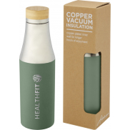 Hulan miedziana, próżniowo izolowana butelka o pojemności 540 ml z bambusową pokrywką, zielony