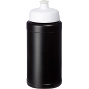 Baseline 500 ml butelka sportowa z recyklingu, czarny, biały