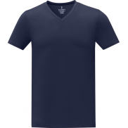 Koszulka męska Somoto z krótkim rękawem i kołnierzem w serek , l, niebieski