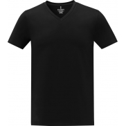 Koszulka męska Somoto z krótkim rękawem i kołnierzem w serek , l, czarny