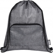 Ash składana, ściągana sznurkiem torba o pojemności 7 l wykonana z materiału z recyklingu z certyfikatem GRS, szary, czarny