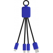 Kabel z podświetlonym logo 3w1 z brelokiem - SCX.design C15, niebieski, czarny