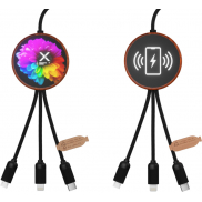 SCX.design C40 kabel ładujący z podświetlanym logo 5-w-1 rPET i z podkładką ładującą 10 W, brazowy