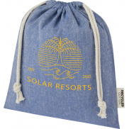 Pheebs torba na prezent z bawełny z recyklingu o gramaturze 150 g/m² i z certyfikatem GRS, średnia o pojemności 1,5 l, niebieski