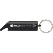 Flare latarka LED i otwieracz do butelek z łańcuchem do kluczy wykonany z aluminium IPX z recyklingu, czarny