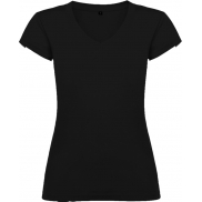 Victoria damska koszulka z krótkim rękawem i dekoltem w serek, l, czarny