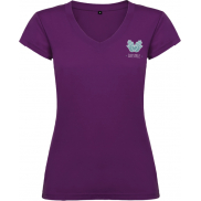 Victoria damska koszulka z krótkim rękawem i dekoltem w serek, 2xl, fioletowy