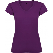 Victoria damska koszulka z krótkim rękawem i dekoltem w serek, 3xl, fioletowy