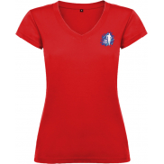 Victoria damska koszulka z krótkim rękawem i dekoltem w serek, m, czerwony