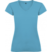Victoria damska koszulka z krótkim rękawem i dekoltem w serek, s, niebieski