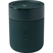 Java kubek ceramiczny z silikonową osłoną i plastikową pokrywką 330 ml, zielony