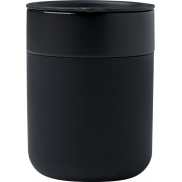 Java kubek ceramiczny z silikonową osłoną i plastikową pokrywką 330 ml, czarny