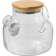 Dzbanek do herbaty Zen z sitkiem i bambusową pokrywką, biały